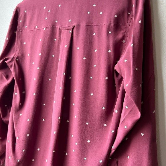 Rails Kate Merlot Twinkle Button Up Silk Collared Long Sleeve Shirt Maroon Sz S - Picture 12 of 16